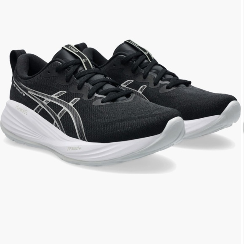 ASICS cumulus 27 Black and White Athletic Sneakers 7.5